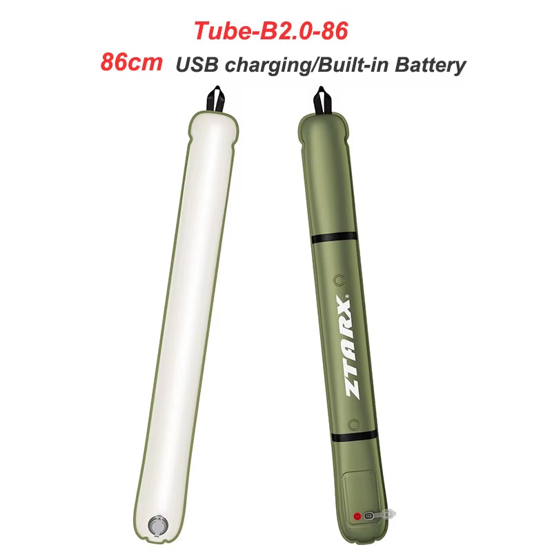 ZTARX Portable LED Tube Light Inflatable Solar Foldable USB Strip Lights for Outdoor Camping Travel Tent Lamp IP66 Waterproof